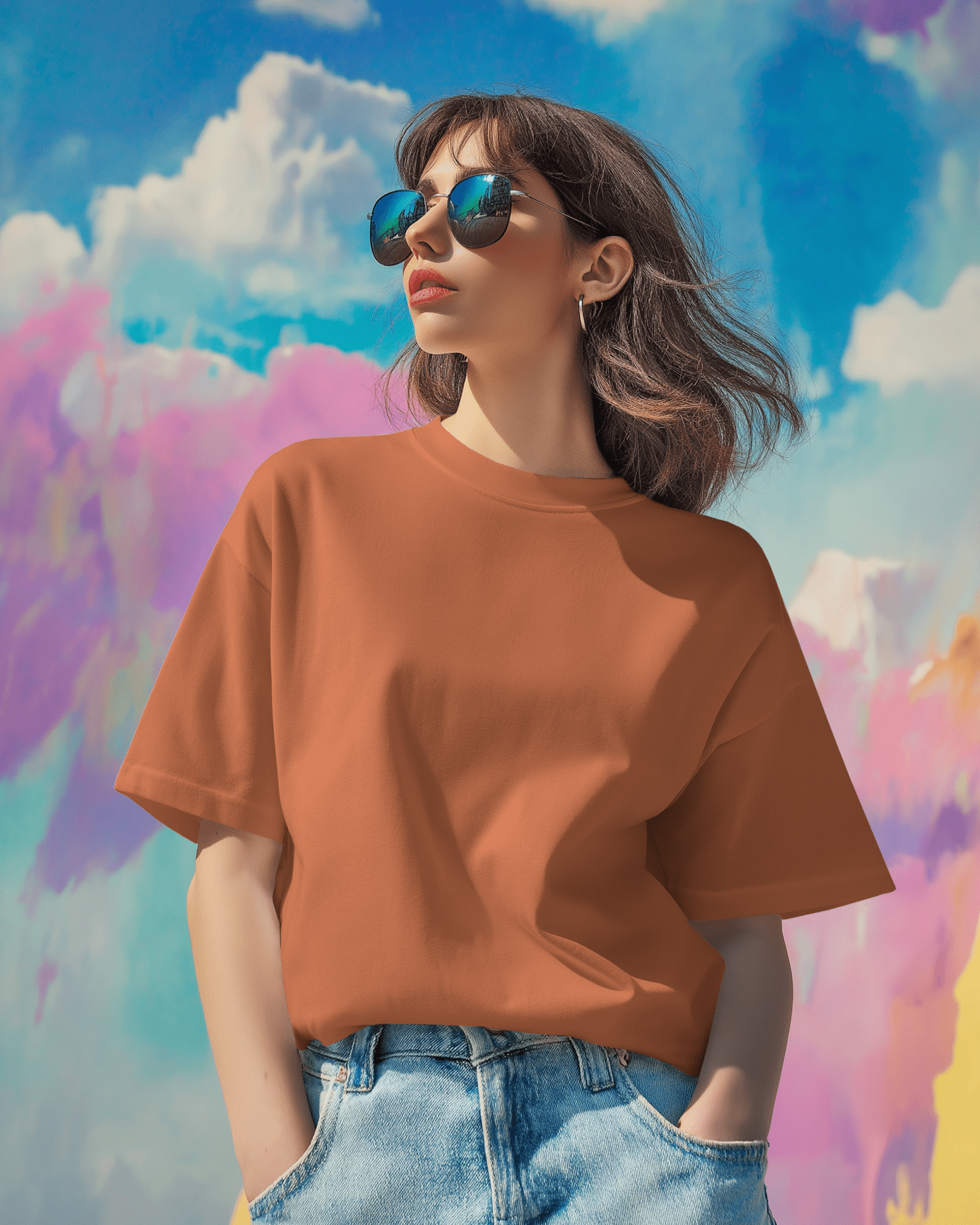 Women's Solid Oversized  French Terry T-shirt