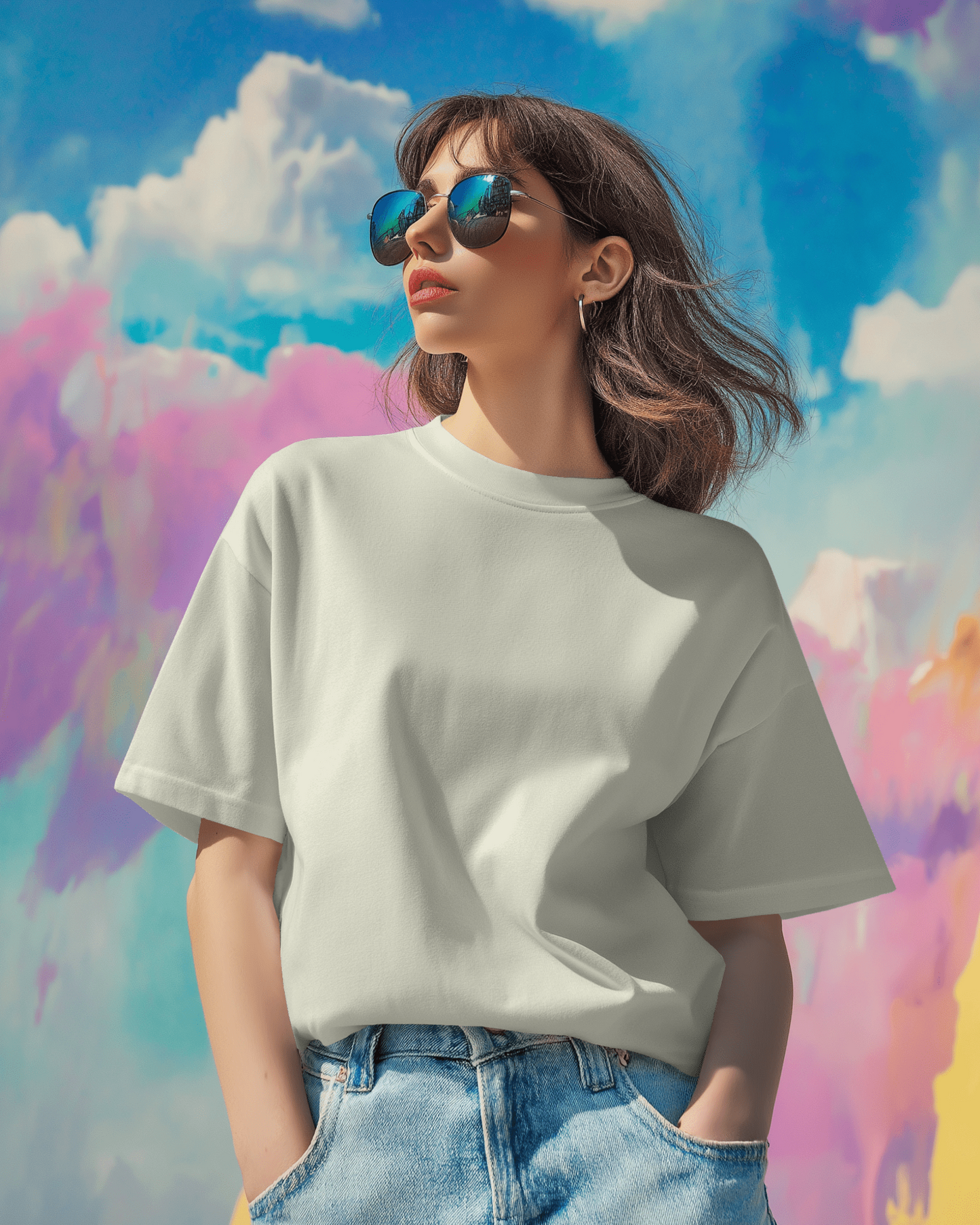 Women's Solid Oversized  French Terry T-shirt
