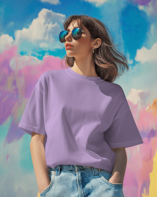 Women's Solid Oversized  French Terry T-shirt