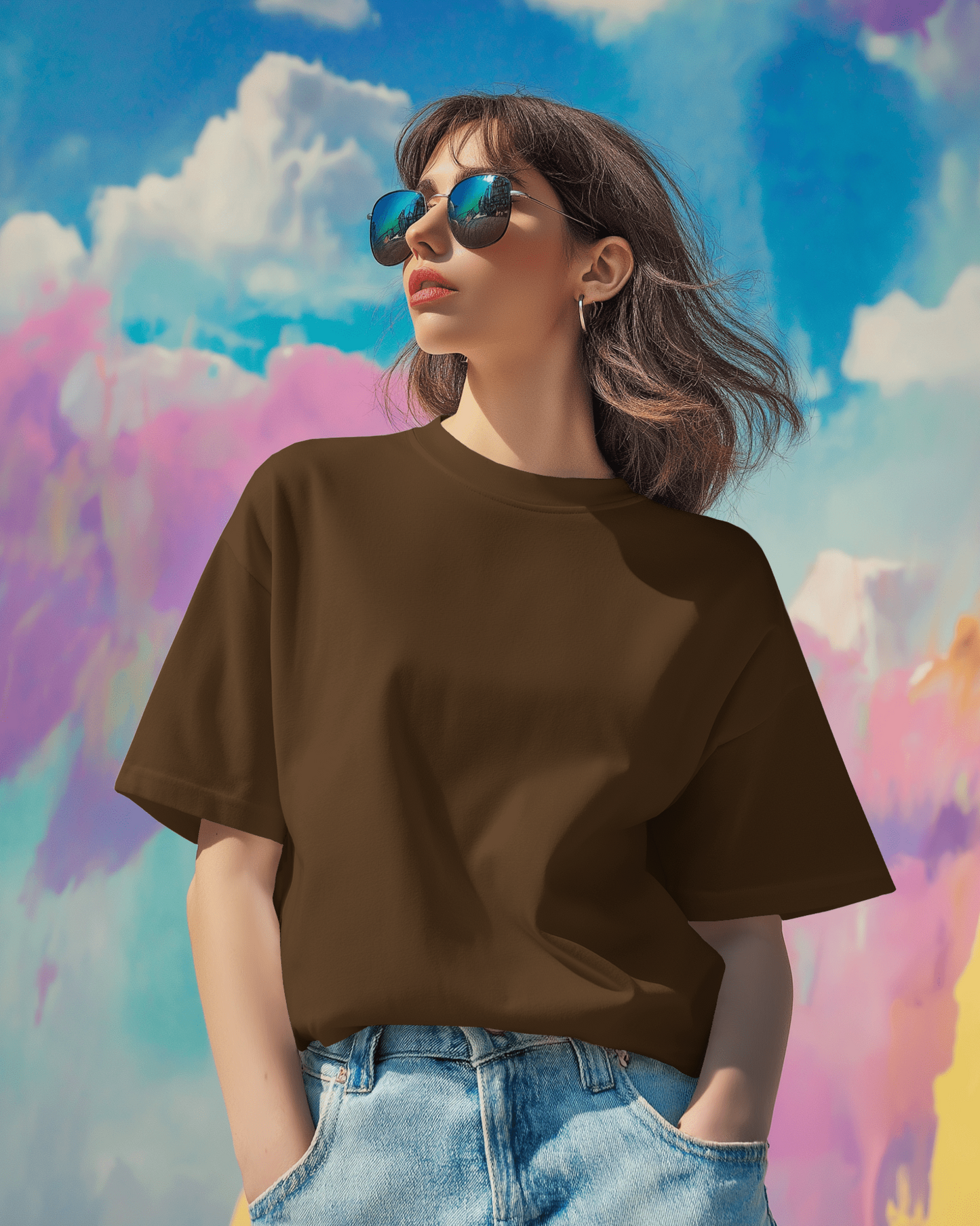 Women's Solid Oversized  French Terry T-shirt