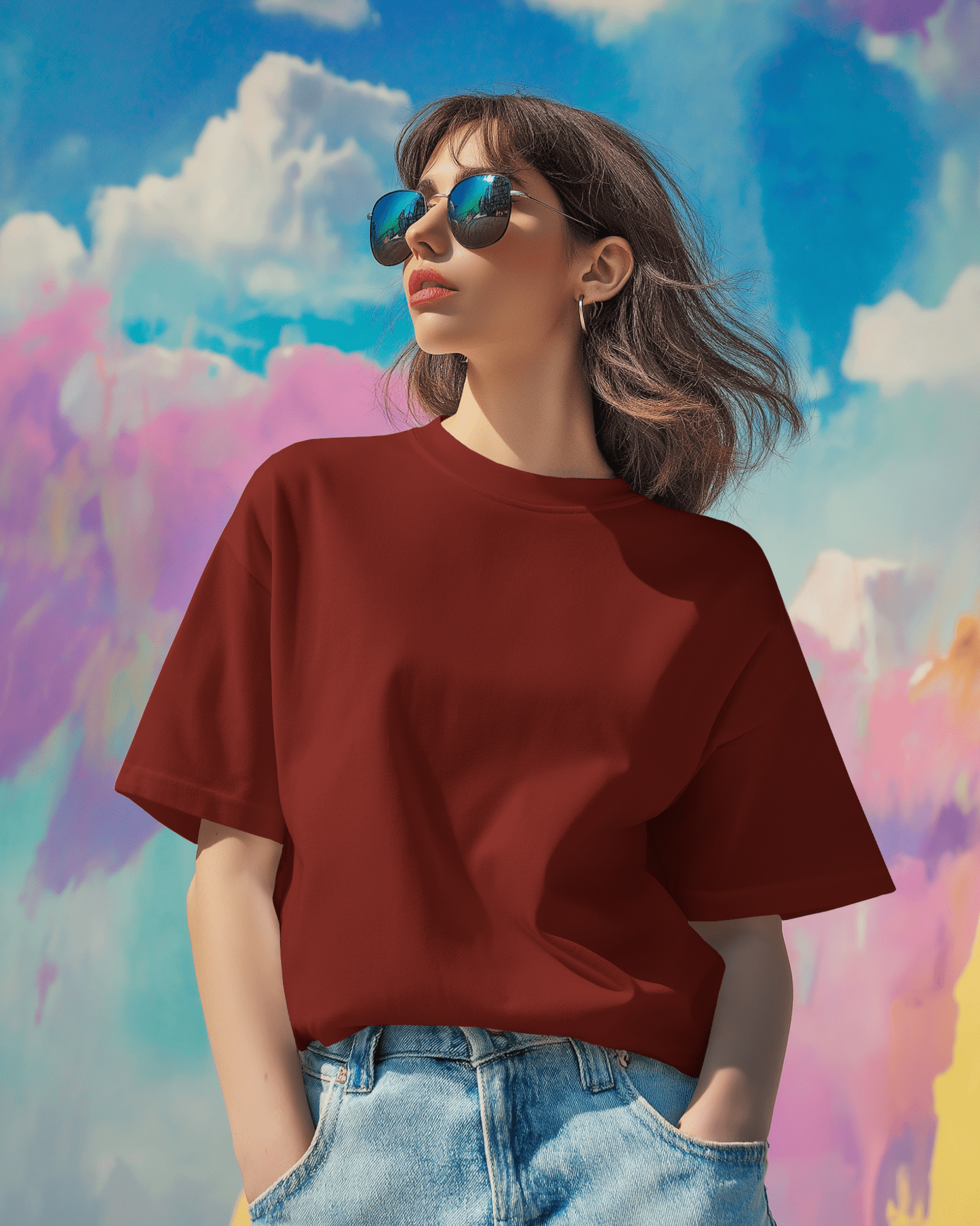 Women's Solid Oversized  Shinker T-shirt
