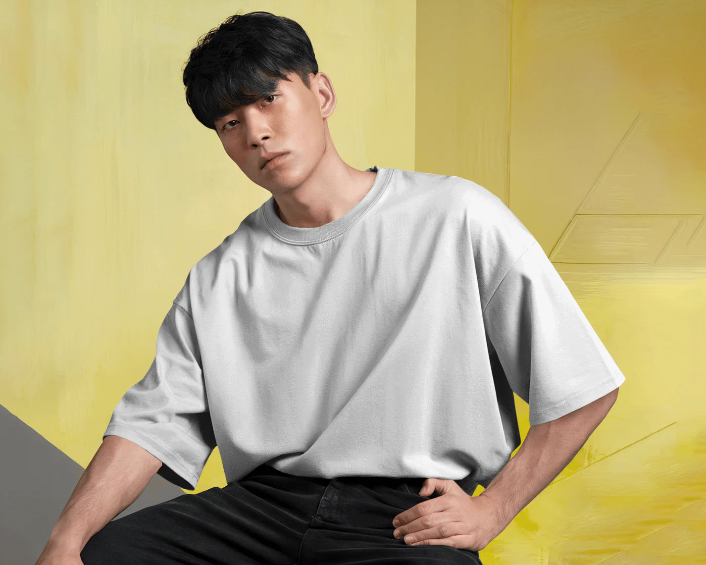 Men's Solid Oversized French Terry T-shirt