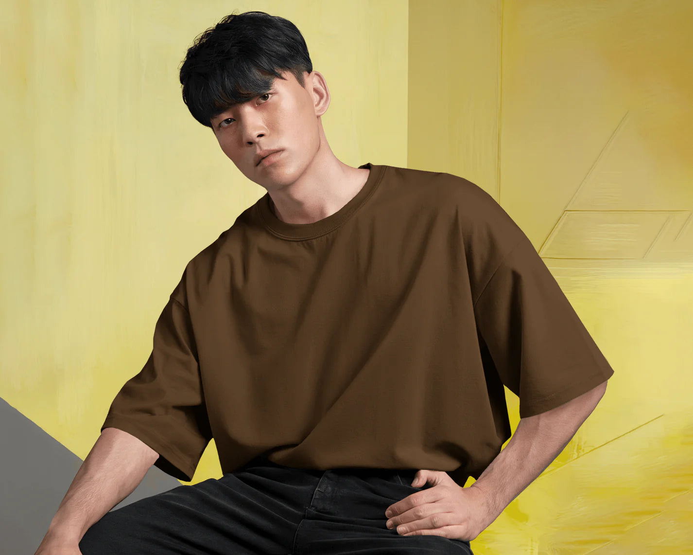 Men's Solid Oversized French Terry T-shirt