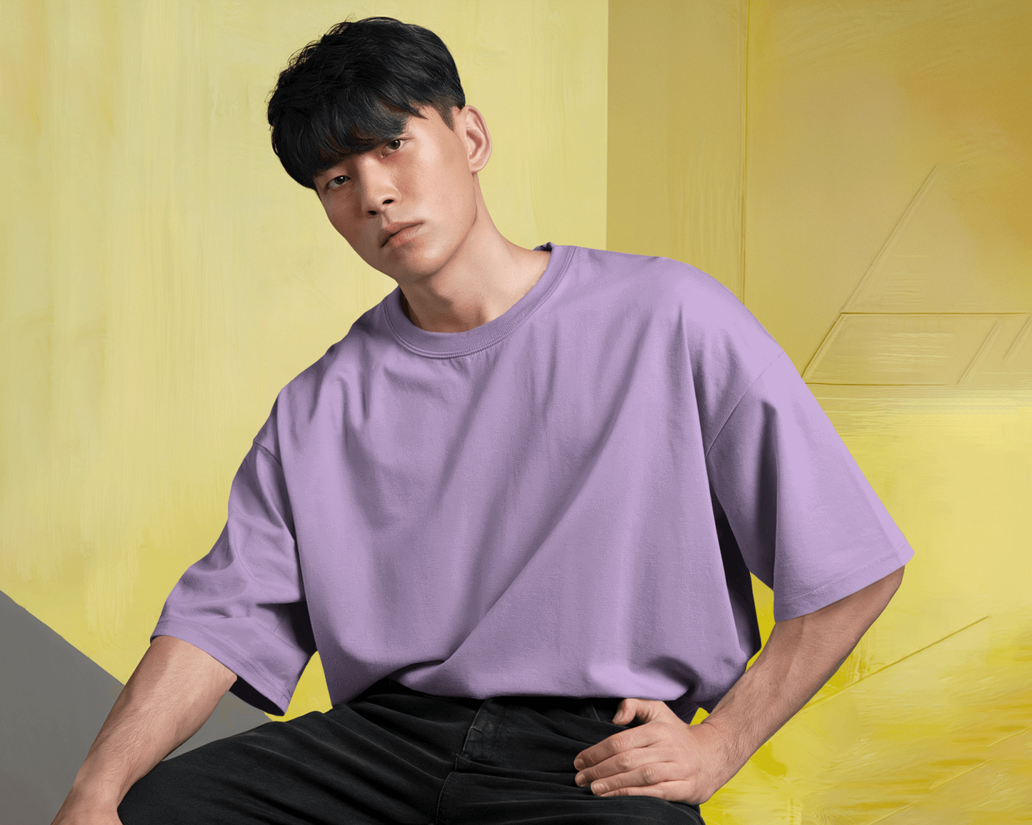 Men's Solid Oversized French Terry T-shirt